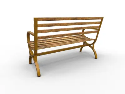 Old Street Bench Low-poly 3D model