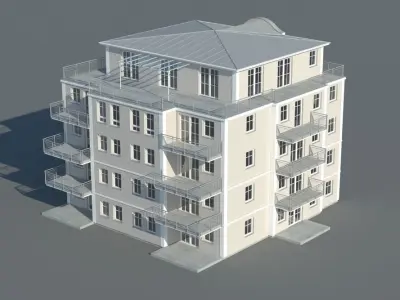 Apartments 1 apartment building with balconies 3D model