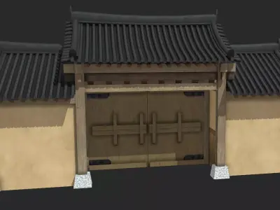 Korean Traditional House Hanok Door Low-poly 3D model