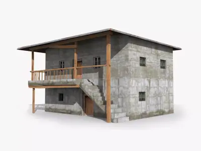 Slum g concrete house Low-poly 3D model