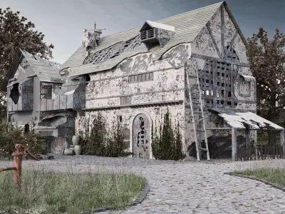 post apocalyptic medieval house model  3D model