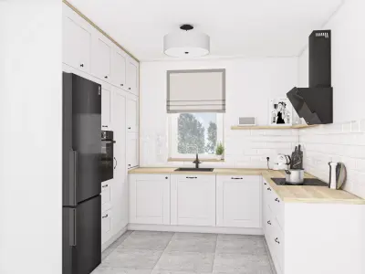 Light grey scandinavian kitchen 3D model