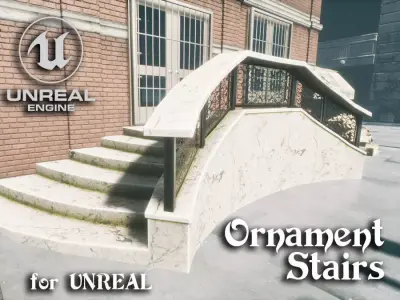 Ornament stairs for UNREAL Low-poly 3D model