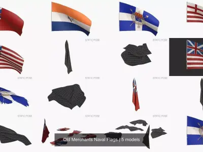Old Merchants Naval Flags 3D Model Pack