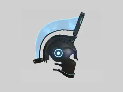 SciFi Spartan Helmet 02 Black Blue - Character Design Low-poly 3D model