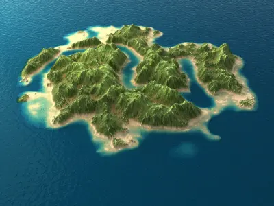 Tropical Island Terrain 2 Low-poly 3D model