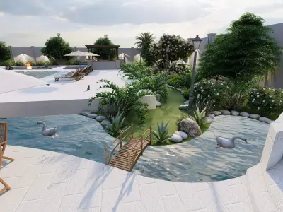SKP and LUMION- Contemporary Villa with landscape 3D model