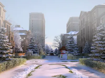 Residential Snow Scene 3D model