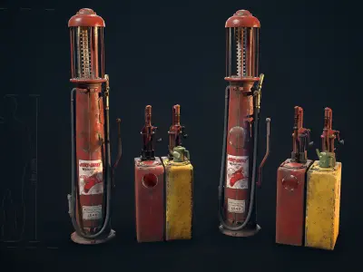 Route 66 Gas Station  Modular Environment Low-poly 3D model