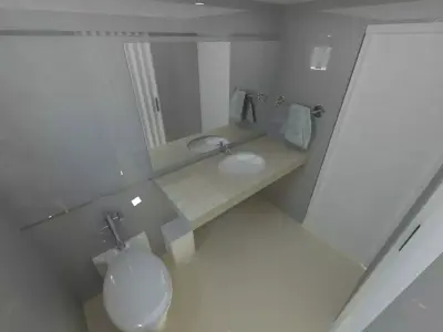 Narrow bathroom design for offices 3D model