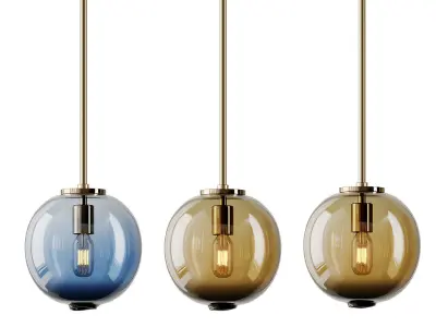 1-Light Single Globe Pendant Clear  Blue and Amber By Casamotion 3D model