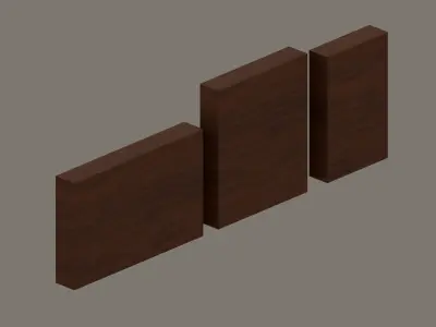 Bookcase three bookshelves Low-poly 3D model