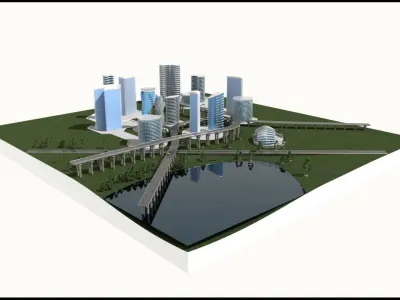 Freeway Highway in Bridge City 3D model