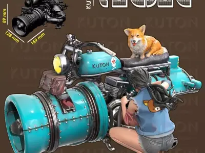 TOUJOU steampunk motorcycle 3D print model