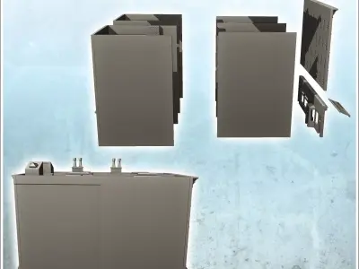 Large modern corner building with first floor store and roof chi 3D print model