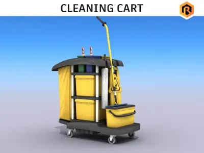 Cleaning Cart Low-poly 3D model