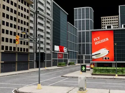 Game Ready City 3D Model Environment Low-poly 3D model