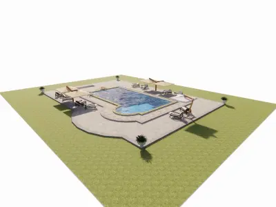 Swimming pool 3D model 10