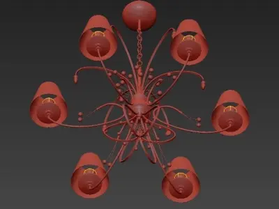Pendant light chandelier in chrome with shades 3D model