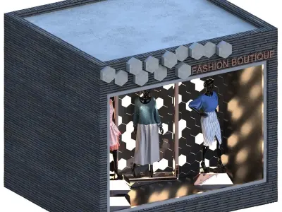 Store-02 fashion boutique window display 3D model