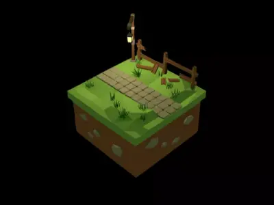 Isometric Nature Combined Tiles-1 Low-poly 3D model