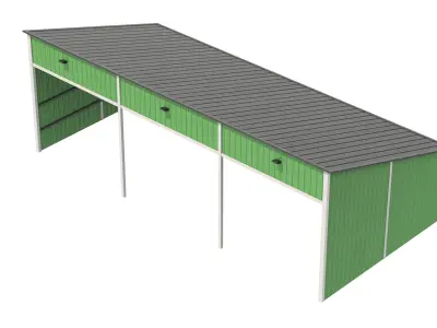 Silage Clamp 12 Green Low-poly 3D model