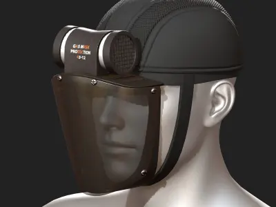 Gas mask helmet protection isolated plastic scifi military  Low-poly 3D model
