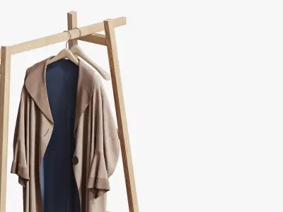 Uyen Ladder Rack with Coat 3D model