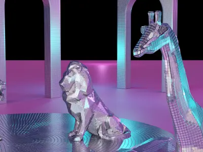 4 Disco animals figure  3D model