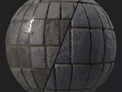 Pavement Materials 28- Slat Stone Paving - Pbr 4k Seamless Texture