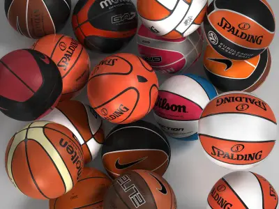 Basketball set 18 Low-poly 3D model