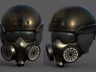 Helmet scifi military combat fantasy cyborg space armor develop  Low-poly 3D model