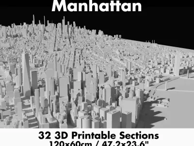 Manhattan 3D Printing stl file 3D Model of New York City 3D print model