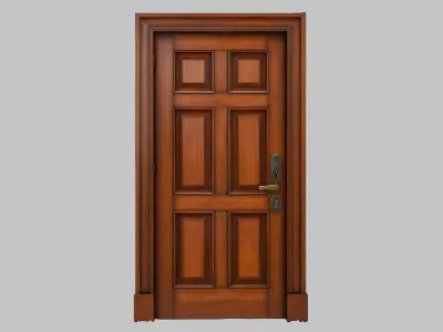 Elegant Wooden Door Low-poly 3D model