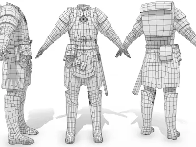 Medieval Human Ranger Warrior Explorer Outfit Low-poly 3D model