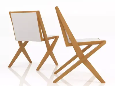 Luiza wooden chair with seat and back 3D model