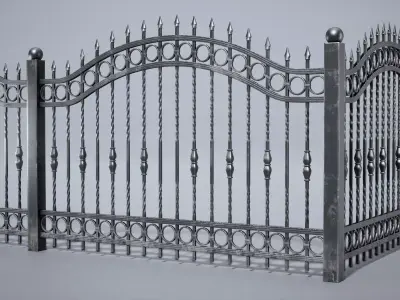 Steel Fence Free low-poly 3D model
