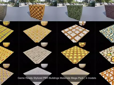 Game Ready Stylized PBR Buildings Materials Mega Pack Texture