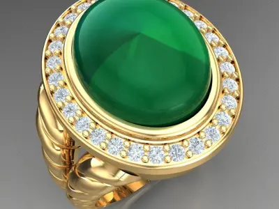 Light Gold Diamond Men Ring 2MR093 3D model