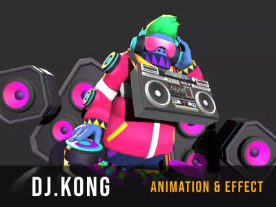 DJ Kong Low-poly 3D model