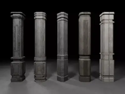 Brutalist Pillars 3D model