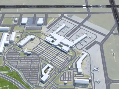 Tulsa Airport 12km Low-poly 3D model