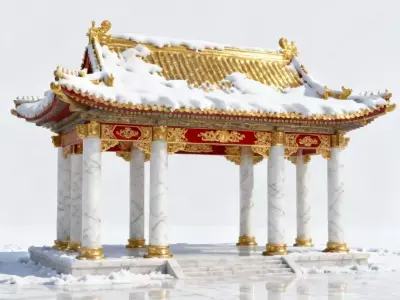 Luxurious Chinese Imperial Pavilion 3D Model Low-poly 3D model