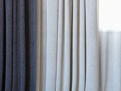 Curtains 65 Curtains with Tulle Grid Backhausen 3D model
