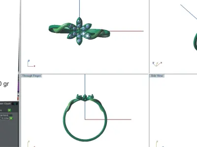Solitaire Wedding Engagement Women Flower Bypass Rings 3D print model