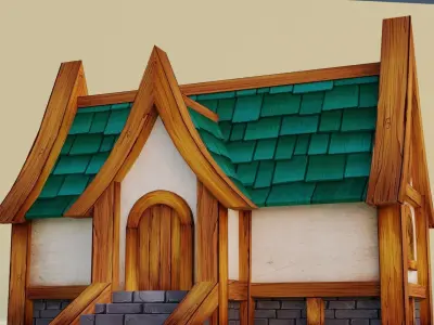 Low poly Cartoon House 4 Low-poly 3D model