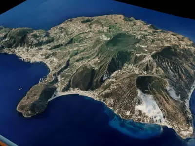 Lipari island 3d model terrain Low-poly 3D model