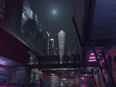 Cyberpunk Exterior Scene v3 3D model