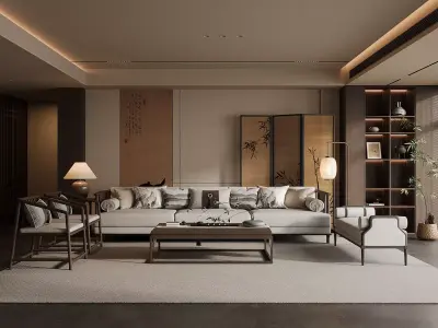 Traditional Chinese living room 3D model