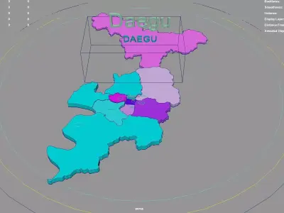 Daegu  South Korea map region geography political geographic 3D model